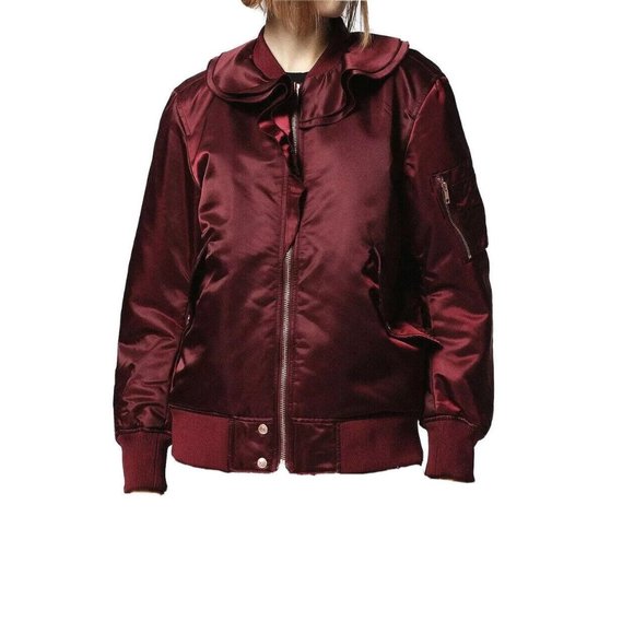 $598 Diesel Women’s G-Almunda Bomber Jacket Red Burgundy Loose Fit Size XXS - Picture 1 of 6